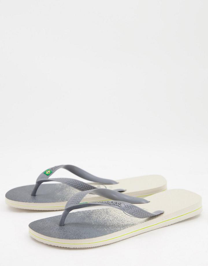Havaianas Brasil Fresh Flip Flops In Ombre Monochrome-black