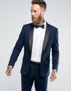 Only & Sons Skinny Tuxedo Suit Jacket - Navy
