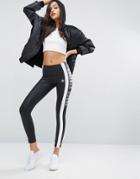 Adidas Originals Leggings With Three Stripe Block Logo - Black