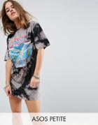 Asos Petite Tie-dye T-shirt Dress With Reckless Print - Multi