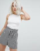 Pull & Bear Ribbed Cropped Tank - White