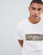 New Look T-shirt With Leopard Box Print In White - White