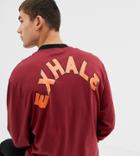 Collusion Tall Long Sleeve T-shirt In Burgundy With Back Print - Red