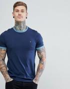 Farah Groves Slim Fit Ringer T-shirt In Navy - Navy