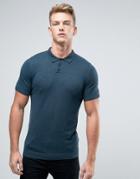 Asos Knitted Polo In Muscle Fit - Blue