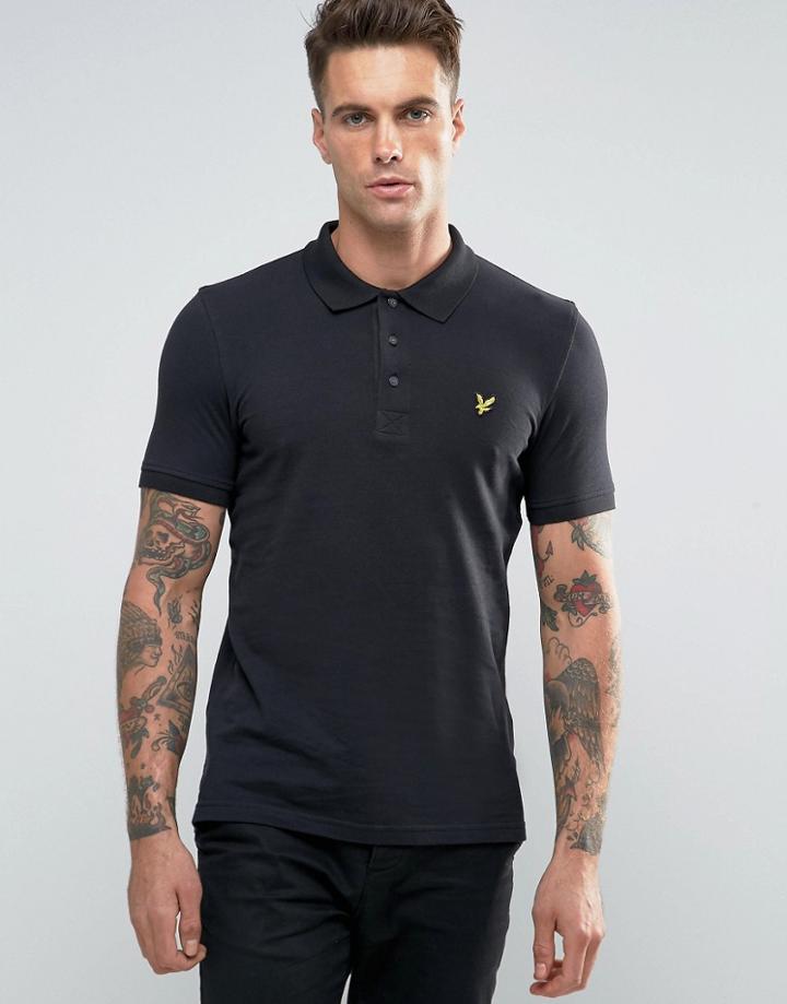 Lyle & Scott Pique Polo Eagle Logo Black - Black