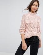 Vila Cable Knit Sweater - Pink