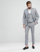 Rudie Charcoal Windowpane Check Skinny Fit Suit Pants - Gray