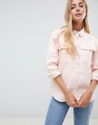 Asos Design Cord Shirt In Pale Pink - Stone