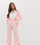 Fashion Union Petite Wide Leg Pants With Waist Belt Two-piece - Pink