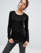 Only Zip Back Fine Knit Sweater - Black