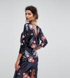 Tfnc Sequin Midi Dress With Floral Embroidery And Cowl Back - Navy