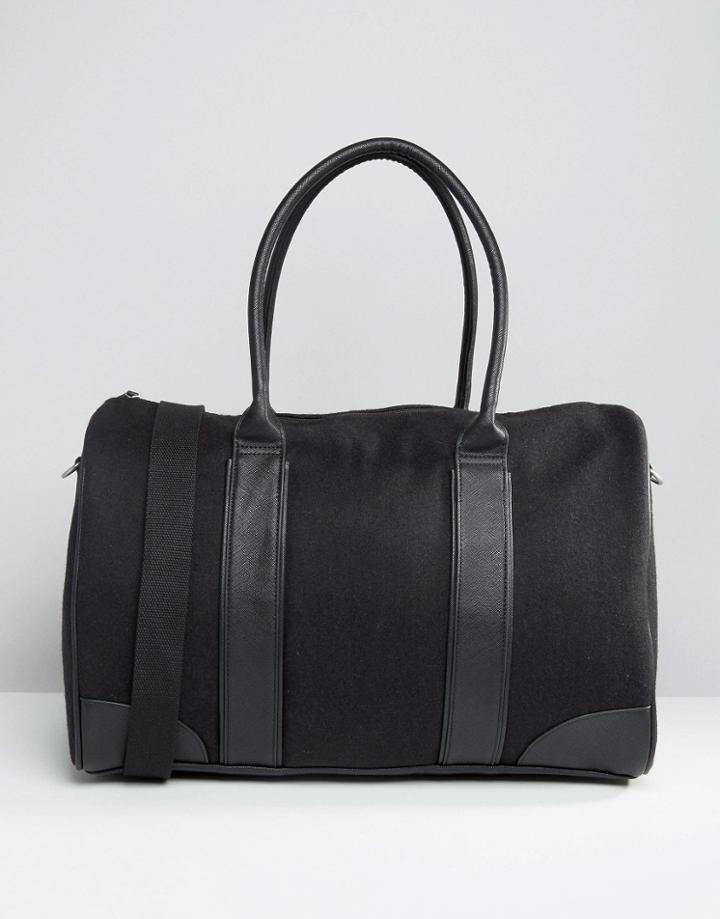 Asos Carryall In Melton With Contrast Trims - Black