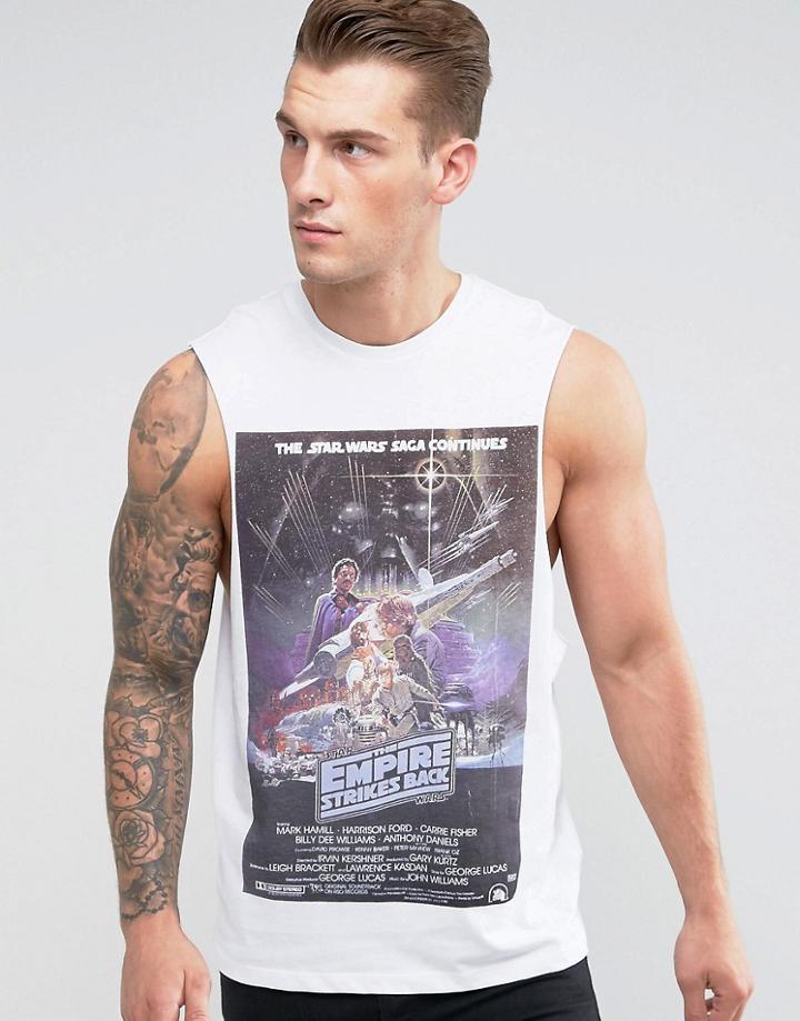 Asos Star Wars Sleeveless T-shirt With Empire Strikes Back Retro Print - White
