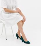 Asos Design Wide Fit Weather Mid Heels - Green