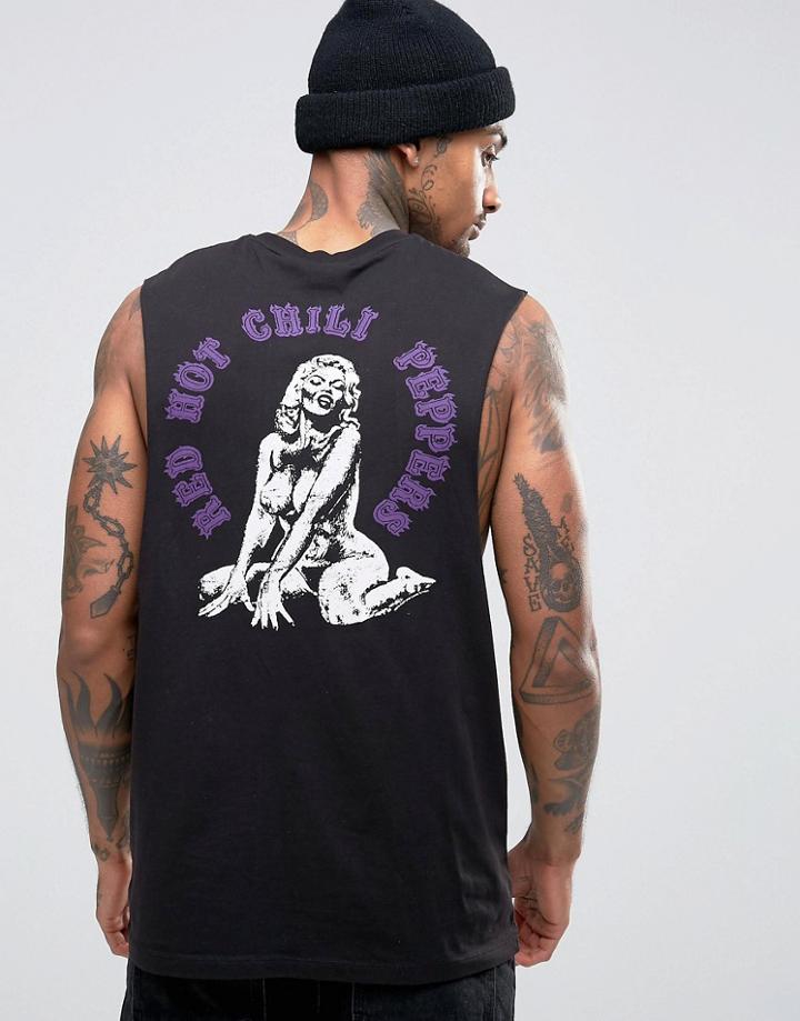 Asos Red Hot Chili Peppers Band Tank With Pin Up Back Print - Black