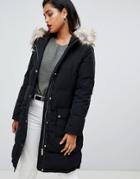 Vila Down Padded Jacket With Faux Fur - Black