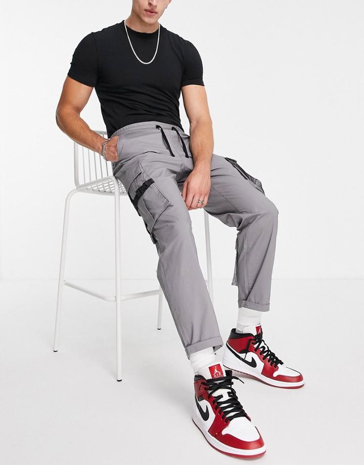 Topman Relaxed Track Pant Cargo In Gray-grey