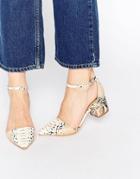 Truffle Collection Molly Ankle Strap Point Mid Heeled Shoes - White