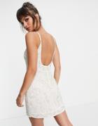 Asos Design Slouchy Embellished Mini Dress - Part Of A Set-white