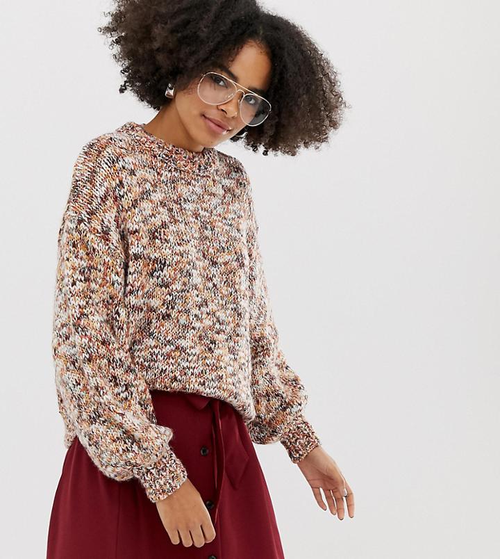 Monki Crew Neck Sweater In Beige - Multi