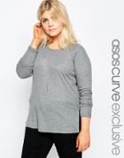 Asos Curve Tunic In Rib With Side Splits - Gray Marl