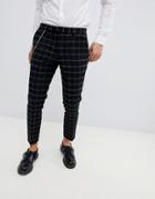 Twisted Tailor Tapered Fit Trouser With Black Window Pane Check - Black