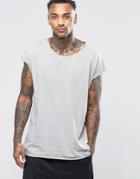 Asos Oversized Sleeveless T-shirt With Twisted Scoop Neck In Gray - Gray