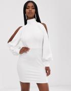 Asos Design Seamed Halter Drape Mini Dress - White