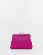 Asos Design Glitter Clip Frame Ladies' Wallet-pink