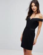Forever Unique Mini Bardot Dress - Black