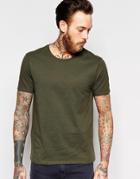 Asos T-shirt With Crew Neck In Dark Green - Forest Night