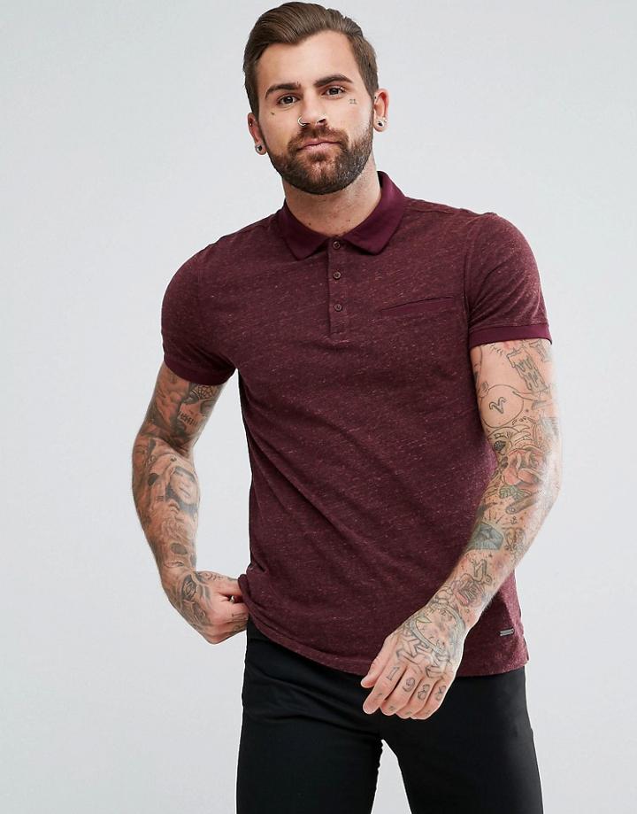 Boss Orange By Hugo Boss Push Slim Fit Textured Heather Polo Shirt In Navy - Navy