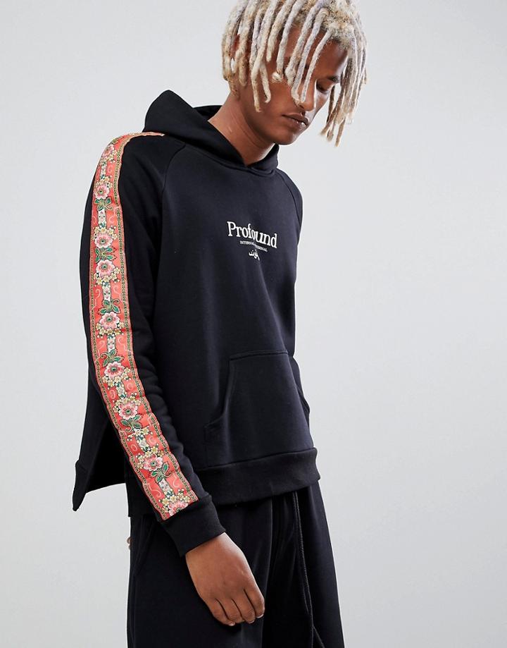 Profound Aesthetic Hoodie With Floral Taping In Black - Black