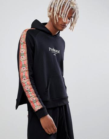 Profound Aesthetic Hoodie With Floral Taping In Black - Black