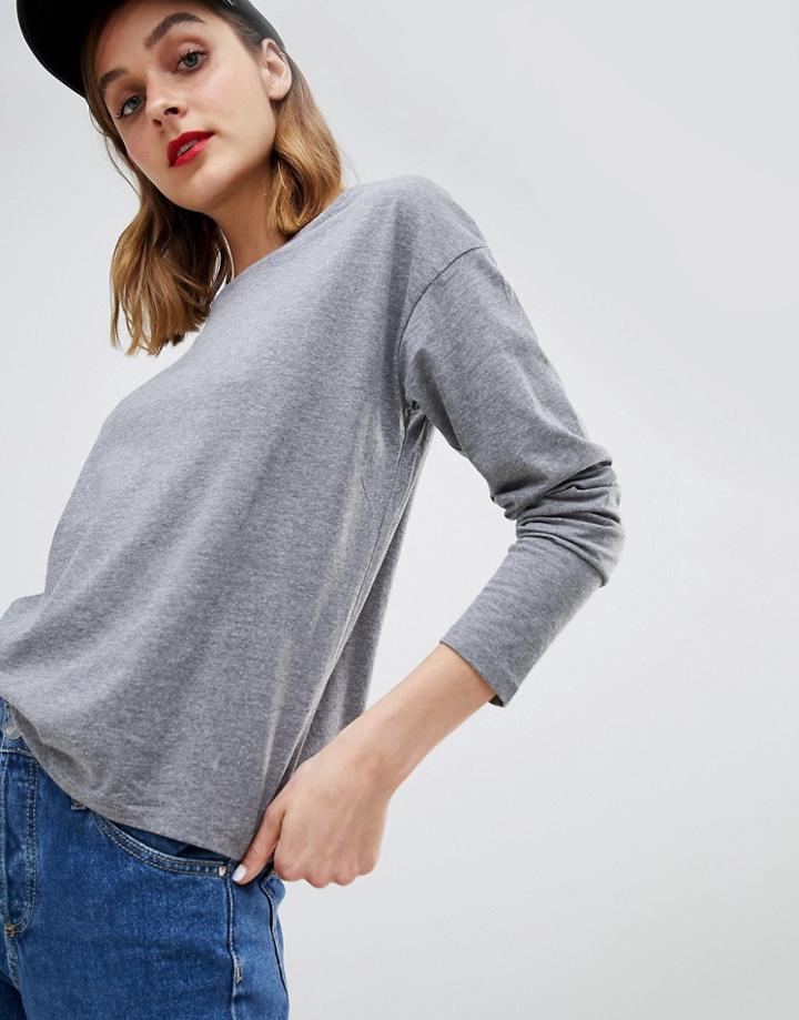 Mango Long Sleeved Round Neck Top - Gray