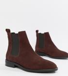Asos Design Aura Suede Chelsea Ankle Boots-red