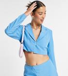Collusion Matching Cropped Blazer In Blue-blues