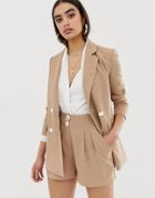 Fashion Union Double Breasted Blazer Two-piece - Beige