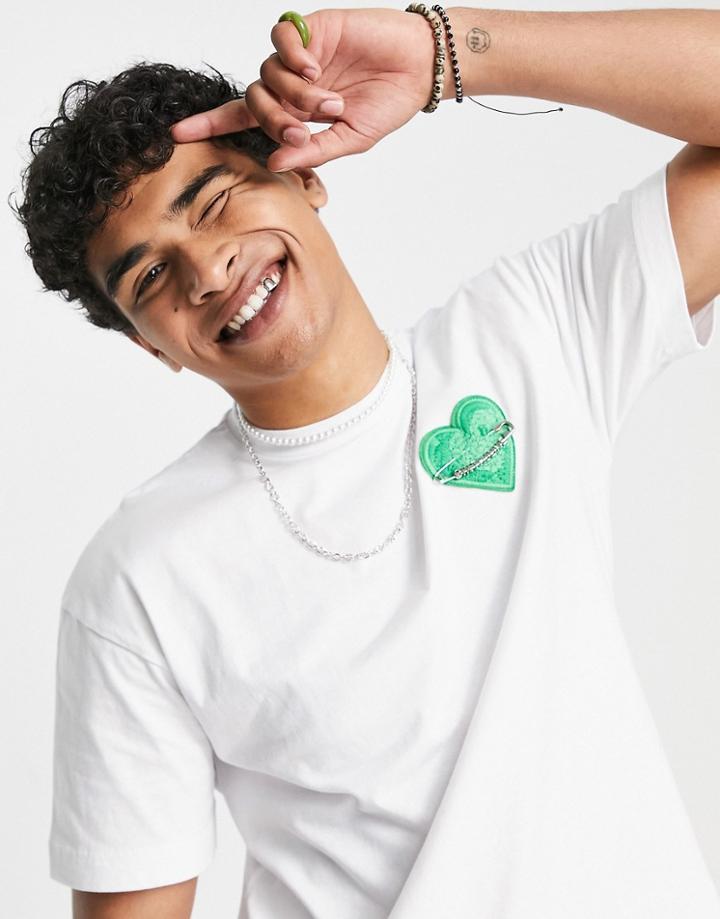 Sixth June Green Heart Print T-shirt In White
