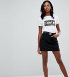 Missguided Tall Denim Mini Skirt In Black - Black
