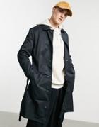 Asos Design Single Breasted Trench Coat With Snaps In Black