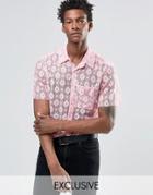 Reclaimed Vintage Lace Shirt In Reg Fit - Pink
