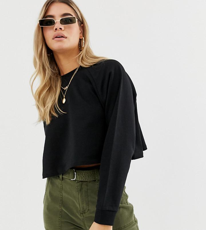 Asos Design Swing Crop Sweatshirt In Black - Black