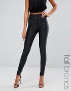 Missguided Tall Vice High Waisted Coated Skinny Jeans - Black