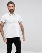 Boss Casual Tipped Collar Polo Shirt In White - White