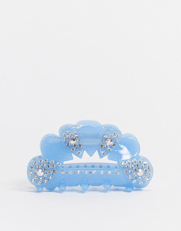 Asos Design Hair Claw In Blue With Diamante-blues