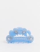 Asos Design Hair Claw In Blue With Diamante-blues