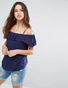 Louche Sinead Cold Shoulder Top - Navy