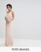 Tfnc Petite Wedding Pleated Maxi Dress With Embellished Shoulder - Pink